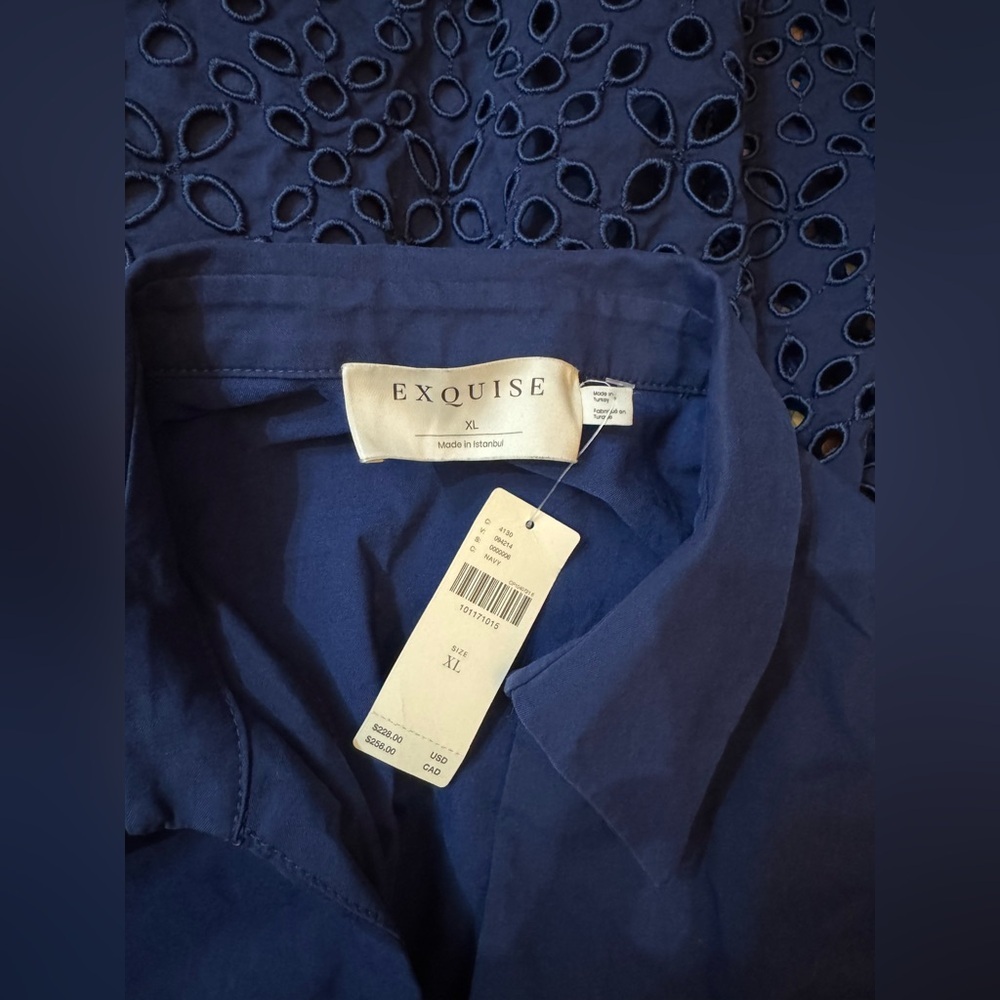 NWT Size XL - The Tobie Eyelet Pleated Mini Shirt Dress by Exquise (NWT US 228) - Picture 16 of 16